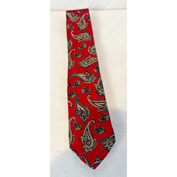 Vintage Christian Dior Silk Tie Necktie Paisley Red Made in the USA - Picture 1 of 7